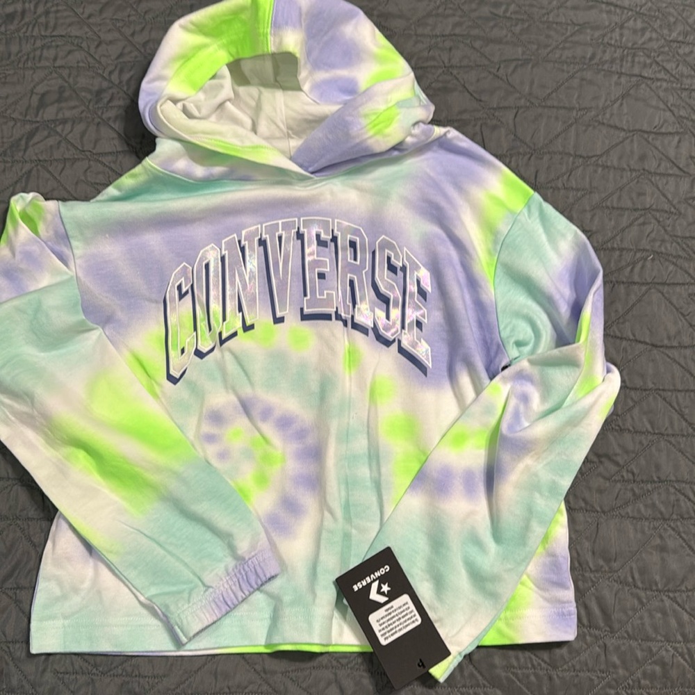 BN. Girls blue and green tie dyed long sleeve hoodie shirt. Converse Brand